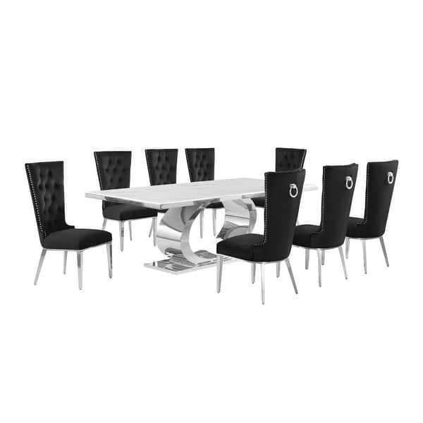 Best Quality Furniture D432/3SC3307 Dining Set with 87" White Marble